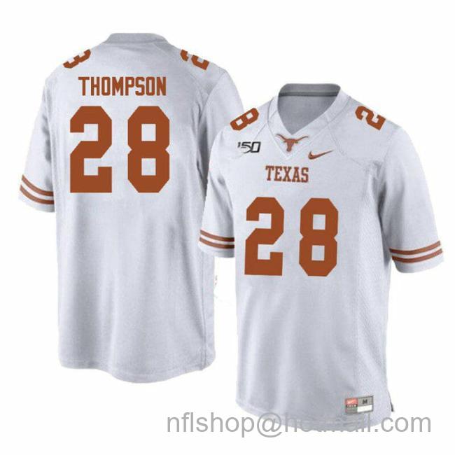 Men's Texas Longhorns Jerrin Thompson Jersey #28 College Football White