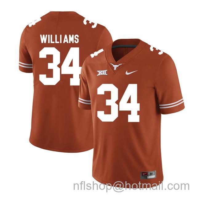 Men's Texas Longhorns #34 Ricky Williams College Football Jersey Dark Orange XII Patch