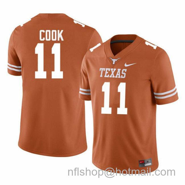 Men's Texas Longhorns Anthony Cook Jersey #11 College Football Orange