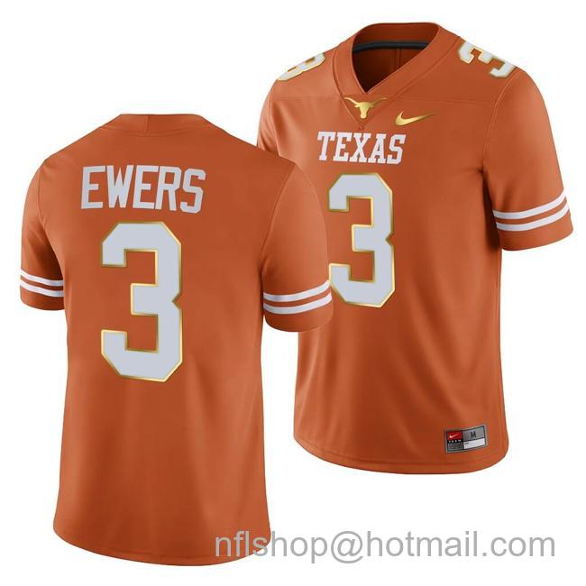 Men's Texas Longhorns Quinn Ewers Jersey #28 College Football Orange