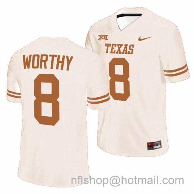 Men's Texas Longhorns Xavier Worthy Jersey #8 College Football White