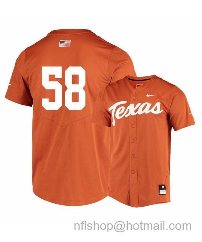 Men's Texas Longhorns 58 Mason Bryant Elite Orange College Baseball Jersey