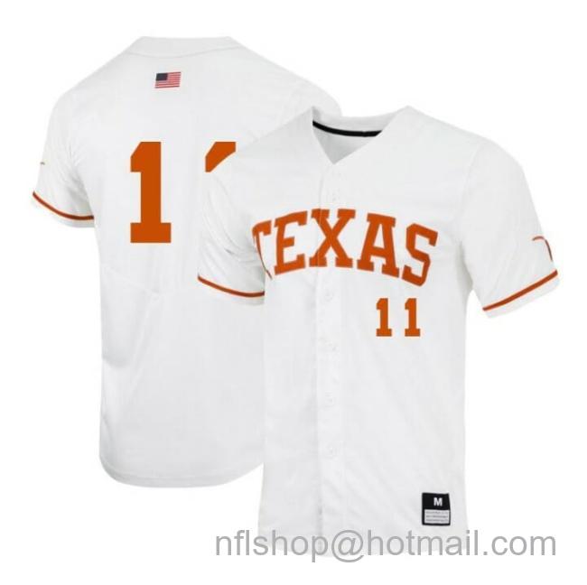 Men's Tanner Witt Jersey Texas Longhorns Baseball NCAA College White Alumni #11