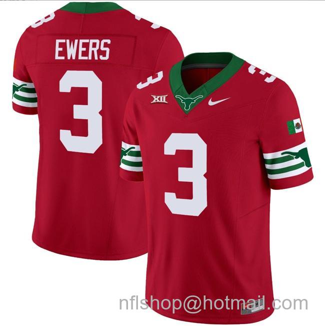 Men's Quinn Ewers Jersey #3 Texas Longhorns Mexico Vapor College Football Red