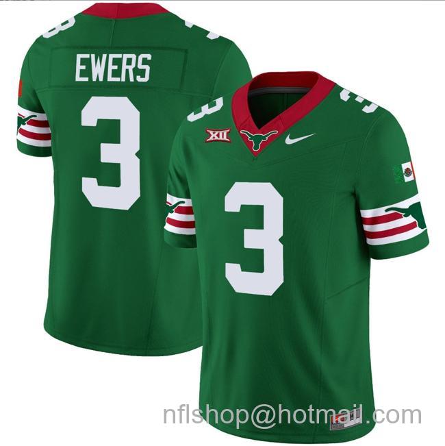 Men's Quinn Ewers Jersey #3 Texas Longhorns Mexico Vapor College Football Green