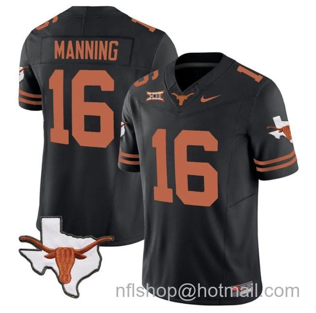 Men's Arch Manning Jersey #16 Texas Longhorn Vapor Limited College Football Black