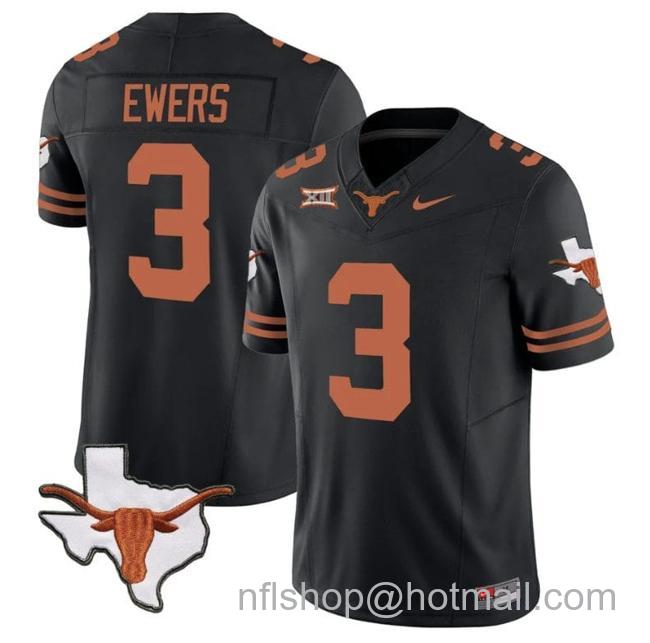 Men's Quinn Ewers Jersey #3 Texas Longhorn Vapor Limited College Football Black