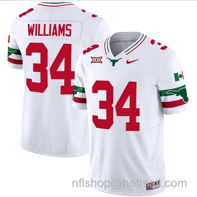 Men's Ricky Williams Jersey #34 Texas Longhorns Mexico Vapor College Football White