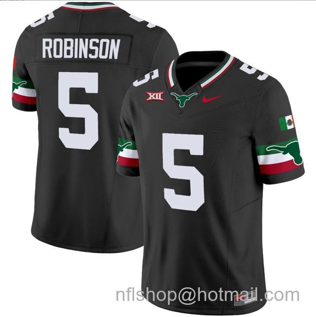 Men's Bijan Robinson Jersey #5 Texas Longhorns Mexico Vapor College Football Black