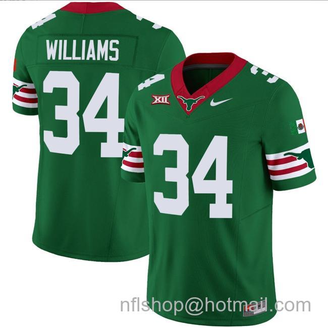 Men's Ricky Williams Jersey #34 Texas Longhorns Mexico Vapor College Football Green