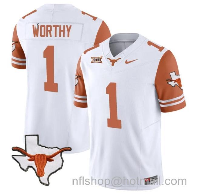 Men's Xavier Worthy Jersey #1 Texas Longhorn Vapor Limited College Football Orange Sleeves