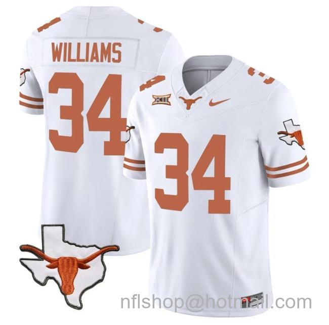 Men's Ricky Williams Jersey #34 Texas Longhorn Vapor Limited College Football White