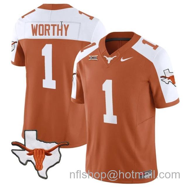 Men's Xavier Worthy Jersey #1 Texas Longhorn Vapor Limited College Football Alternate