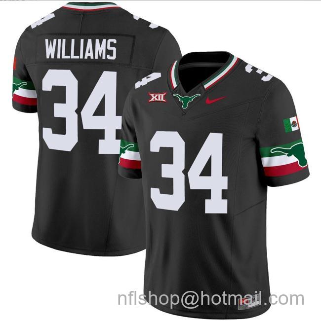 Men's Ricky Williams Jersey #34 Texas Longhorns Mexico Vapor College Football Black