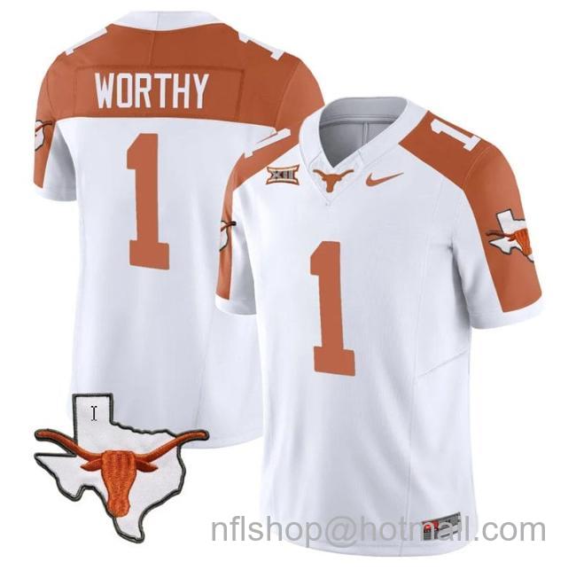 Men's Xavier Worthy Jersey #1 Texas Longhorn Vapor Limited College Football Inverted