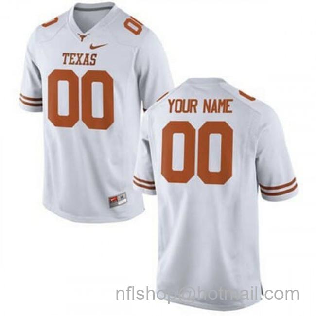 Men's Texas Longhorns Custom Jersey Name Number College Football White