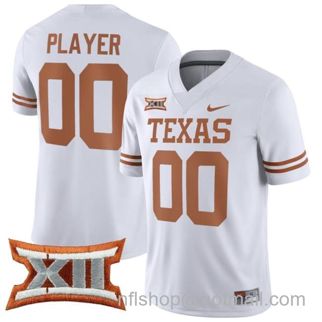 Men's Custom Texas Longhorns Jersey Name and Number College Football White Game All Stitched