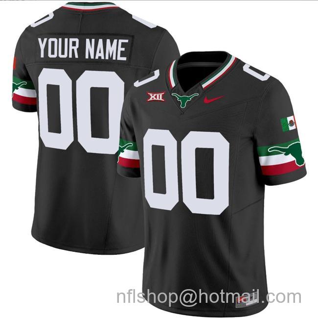 Men's Custom Texas Longhorns Jersey Name and Number Mexico Vapor College Football Black