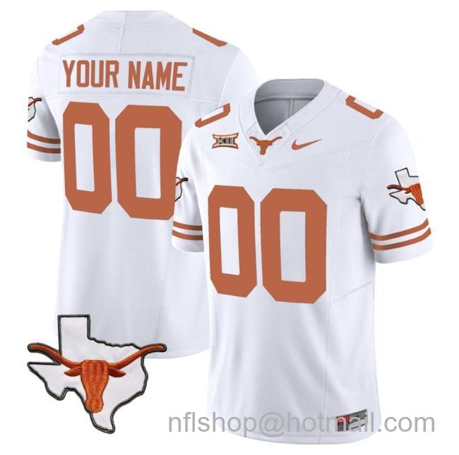 Men's Custom Texas Longhorn Jersey Name and Number Vapor Limited College Football Stitched White