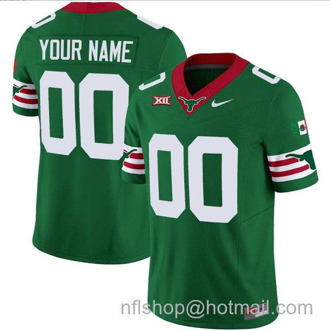 Men's Custom Texas Longhorns Jersey Name and Number Mexico Vapor College Football Green