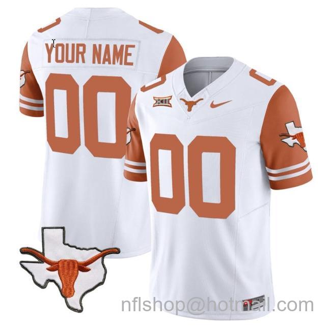 Men's Custom Texas Longhorn Jersey Name and Number Vapor Limited College Football Stitched Orange Sleeves