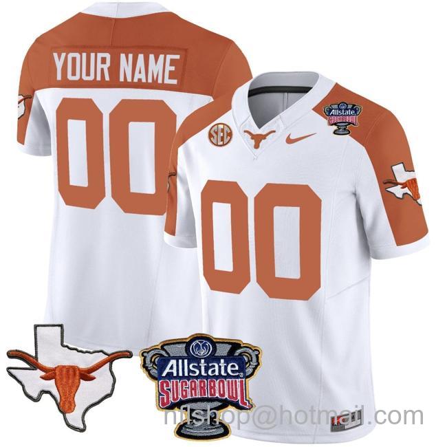 Men's Custom Texas Longhorns Jersey Name and Number Sugar Bowl Patch Football Inverted