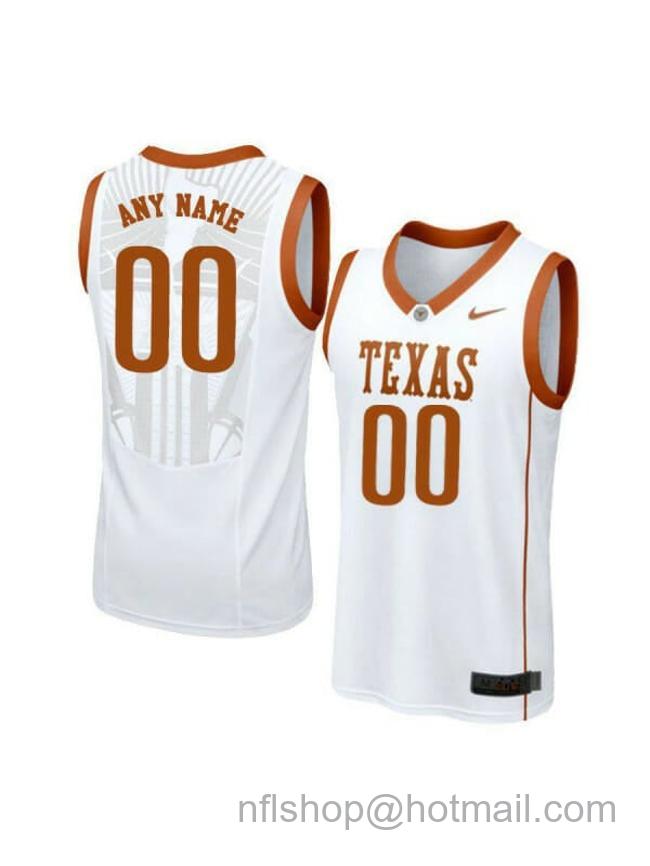 Men's Custom Texas Longhorns Jersey College Basketball Name and Number Elite White