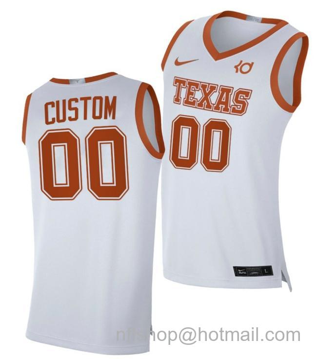 Men's Custom Texas Longhorns Jersey Name and Number College Basketball Alumni Player Limited White