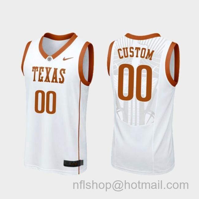 Men's Custom Name Number Texas Longhorns White Replica College Basketball Jersey