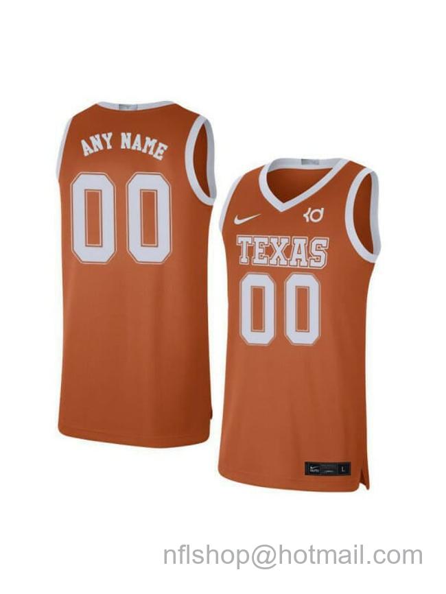 Men's Custom Texas Longhorns Jersey College Basketball Name and Number Elite Orange