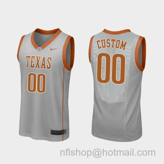 Men's Custom Name Number Texas Longhorns Gray Replica College Basketball Jersey