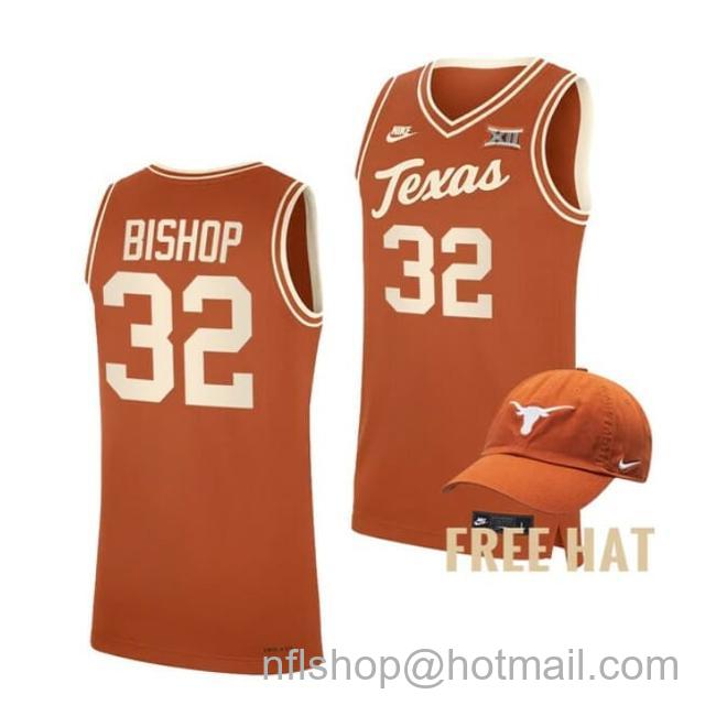 Nike Men's #32 Christian Bishop Jersey Texas Longhorns College Basketball Jerseys Orange Throwback