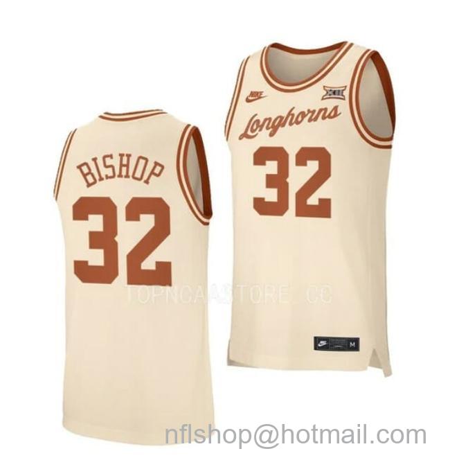 Nike Men's #32 Christian Bishop Jersey Texas Longhorns College Basketball Jerseys Cream