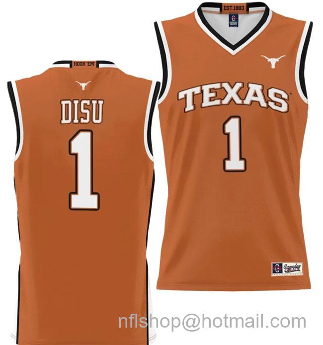 Men's Dylan Disu Jersey #1 Texas Longhorns NIL College Basketball Lightweight Orange