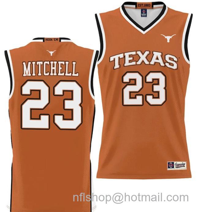 Men's Dillon Mitchell Jersey #23 Texas Longhorns NIL College Basketball Lightweight Orange