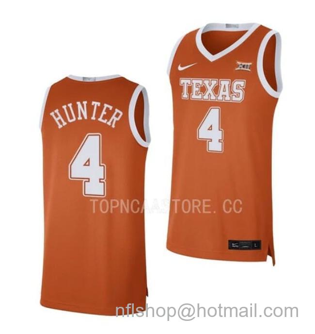 Nike Men's #4 Tyrese Hunter Jersey Texas Longhorns College Basketball Jerseys Orange Limited