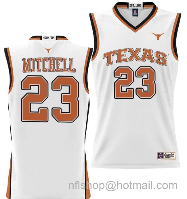 Men's Dillon Mitchell Jersey #23 Texas Longhorns NIL College Basketball Lightweight White