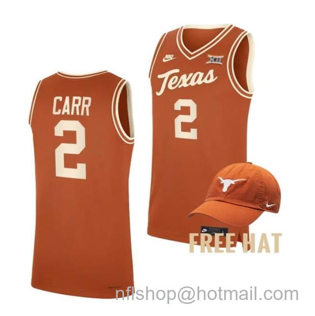 Nike Men's #5 Marcus Carr Jersey Texas Longhorns College Basketball Jerseys Orange Throwback