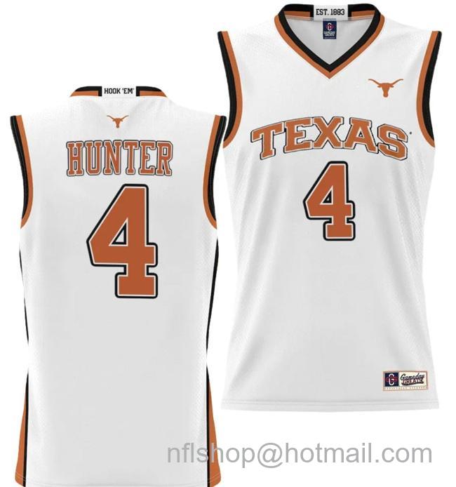 Men's Tyrese Hunter Jersey #4 Texas Longhorns NIL College Basketball Lightweight White