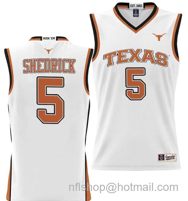 Men's Kadin Shedrick Jersey #5 Texas Longhorns NIL College Basketball Lightweight White