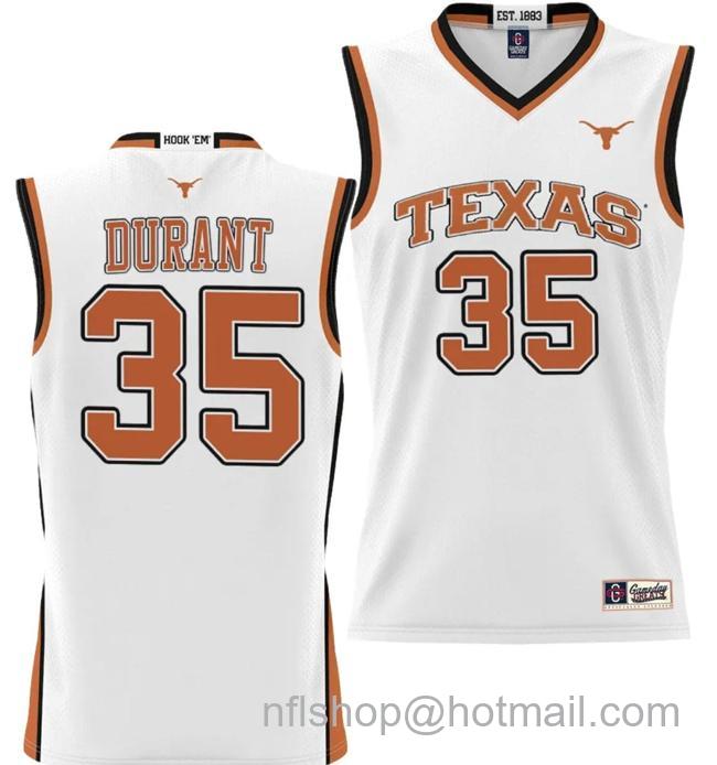 Men's Kevin Durant Jersey #35 Texas Longhorns NIL College Basketball Lightweight White