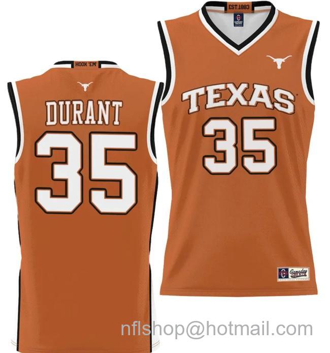 Men's Kevin Durant Jersey #35 Texas Longhorns NIL College Basketball Lightweight Orange