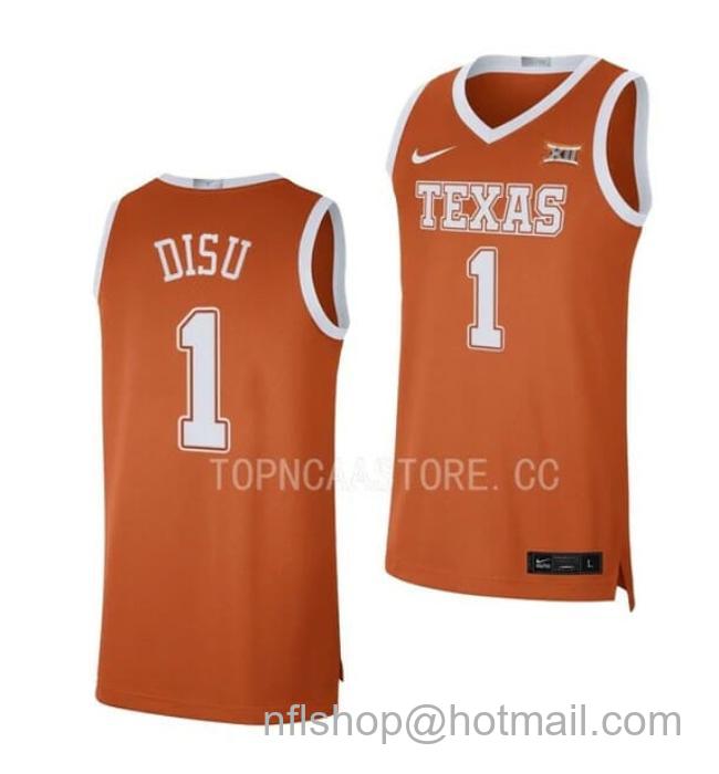 Nike Men's #1 Dylan Disu Jersey Texas Longhorns College Basketball Jerseys Orange Limited