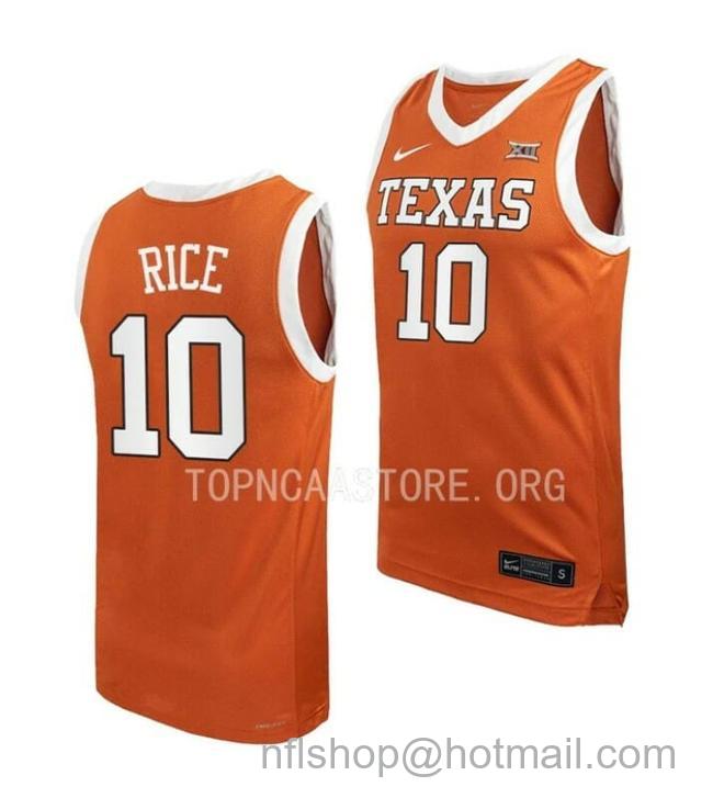 Nike Men's #10 Sir'Jabari Rice Jersey Texas Longhorns College Basketball Jerseys Orange