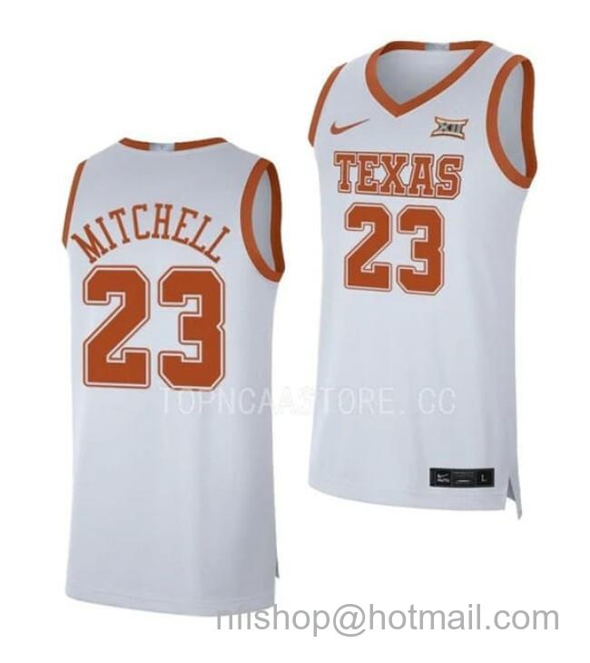 Nike Men's #23 Dillon Mitchell Jersey Texas Longhorns College Basketball Jerseys White