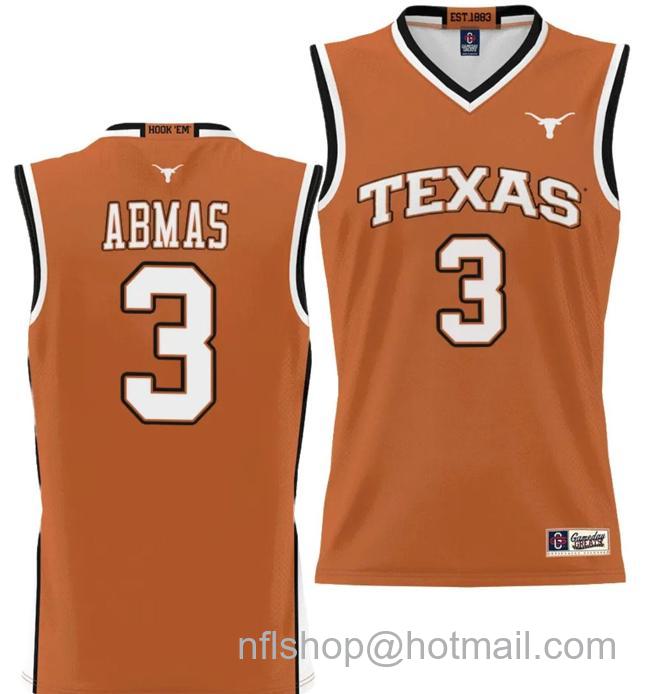 Men's Max Abmas Jersey #3 Texas Longhorns NIL College Basketball Lightweight Orange