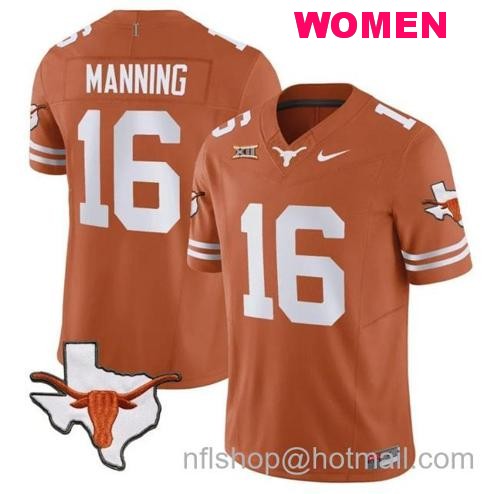 Women's Arch Manning Jersey #16 Texas Longhorn Vapor Limited College Football Texas Orange