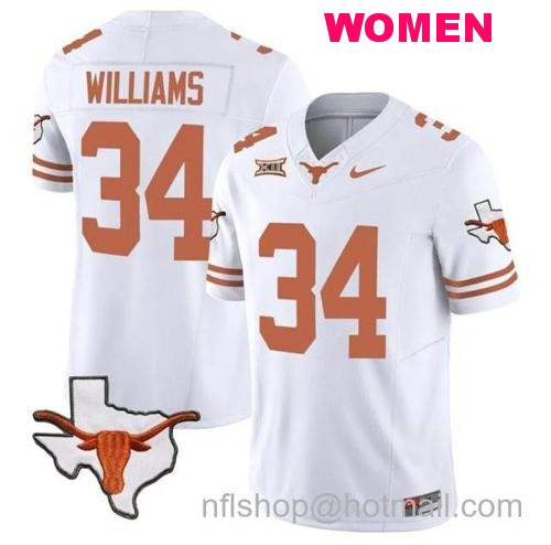 Women's Ricky Williams Jersey #34 Texas Longhorn Vapor Limited College Football White