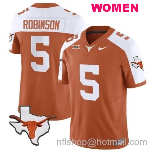 Women's Bijan Robinson Jersey #5 Texas Longhorn Vapor Limited College Football Alternate