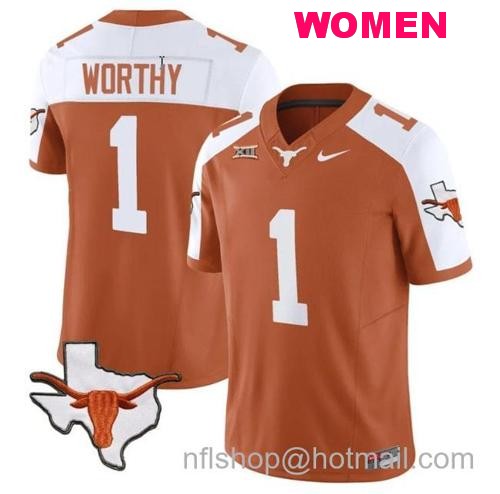 Women's Xavier Worthy Jersey #1 Texas Longhorn Vapor Limited College Football Alternate